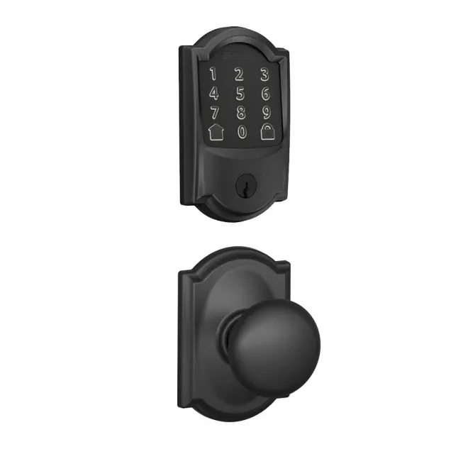 Schlage Encode WiFi Enabled Electronic Keypad Deadbolt and Plymouth Knob Set with Camelot Trim