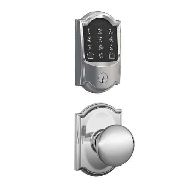 Schlage Encode WiFi Enabled Electronic Keypad Deadbolt and Plymouth Knob Set with Camelot Trim