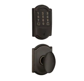 Schlage Encode WiFi Enabled Electronic Keypad Deadbolt and Siena Knob Set with Camelot Trim