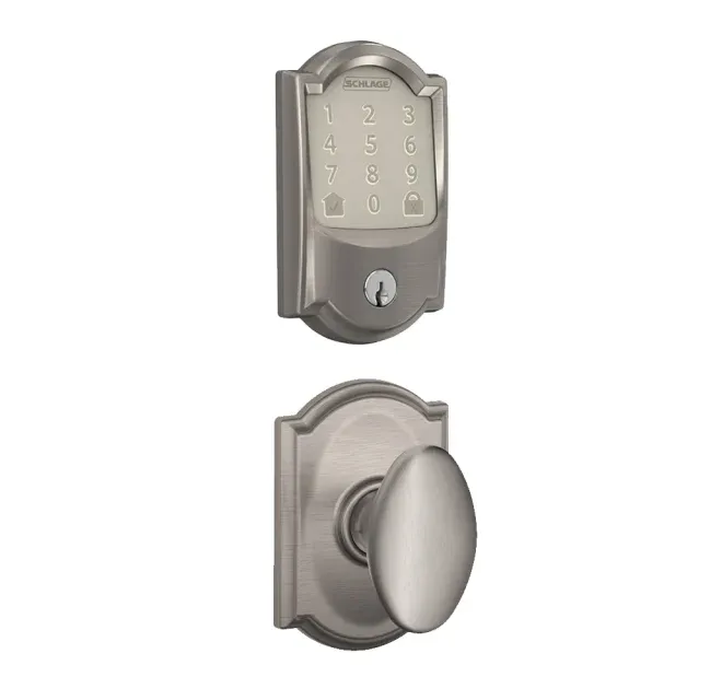 Schlage Encode WiFi Enabled Electronic Keypad Deadbolt and Siena Knob Set with Camelot Trim