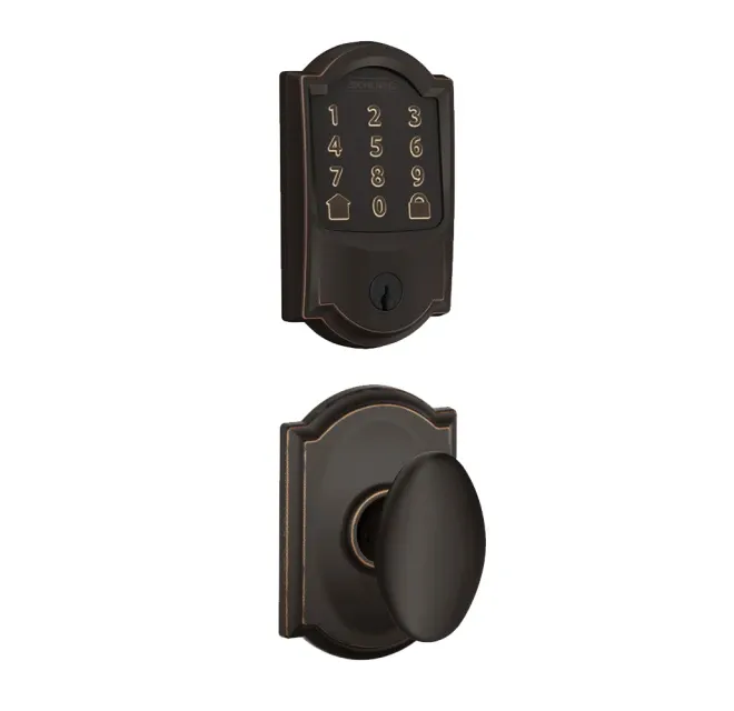 Schlage Encode WiFi Enabled Electronic Keypad Deadbolt and Siena Knob Set with Camelot Trim