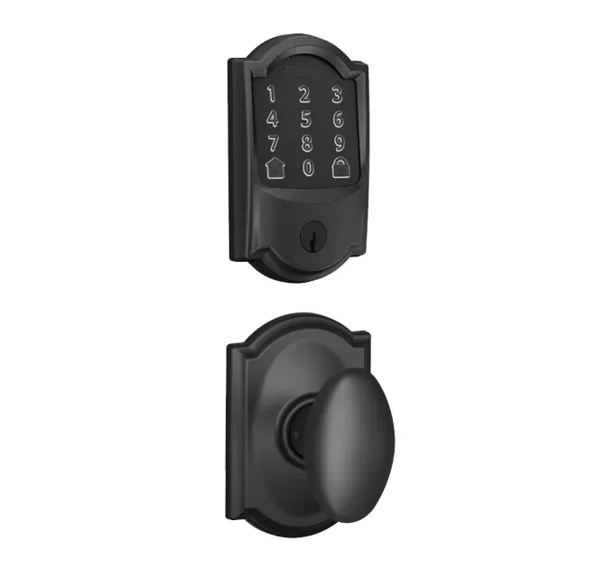 Schlage Encode WiFi Enabled Electronic Keypad Deadbolt and Siena Knob Set with Camelot Trim