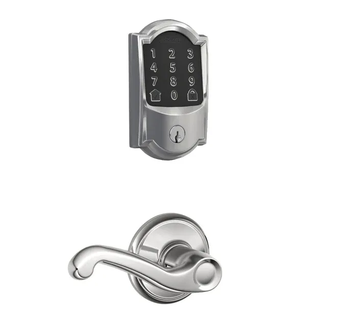 Schlage Encode WiFi Enabled Electronic Keypad Deadbolt with Camelot Trim and Flair Lever Set