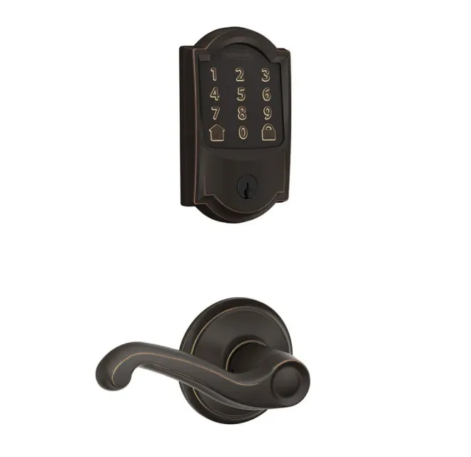 Schlage Encode WiFi Enabled Electronic Keypad Deadbolt with Camelot Trim and Flair Lever Set