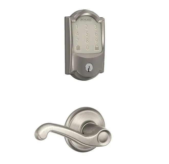 Schlage Encode WiFi Enabled Electronic Keypad Deadbolt with Camelot Trim and Flair Lever Set