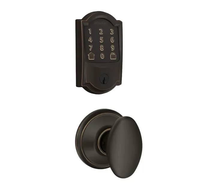 Schlage Encode WiFi Enabled Electronic Keypad Deadbolt with Camelot Trim and Siena Knob Set