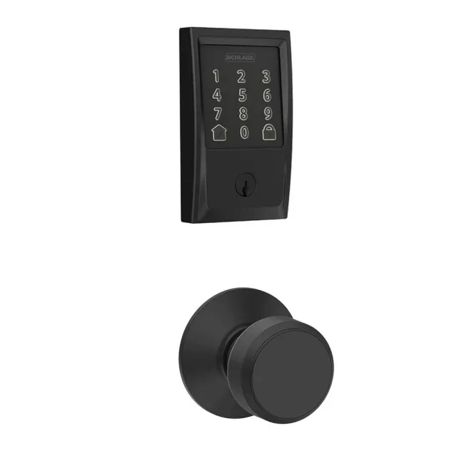 Schlage Encode WiFi Enabled Electronic Keypad Deadbolt with Century Trim and Bowery Knob Set