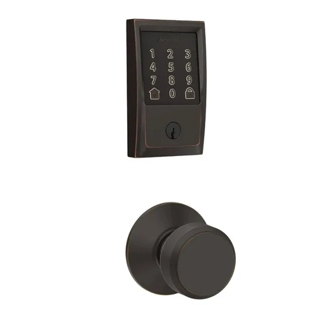 Schlage Encode WiFi Enabled Electronic Keypad Deadbolt with Century Trim and Bowery Knob Set