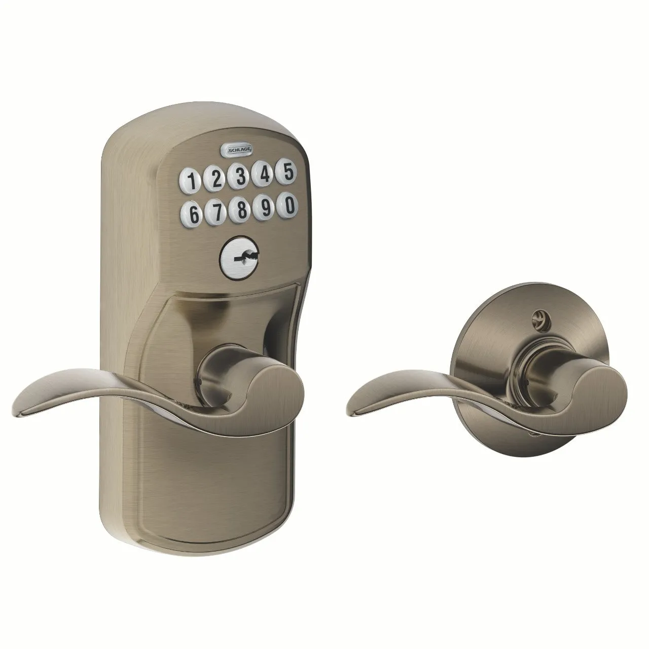 Schlage Keypad Lever and Accent Lever With Auto Lock Plymouth Trim