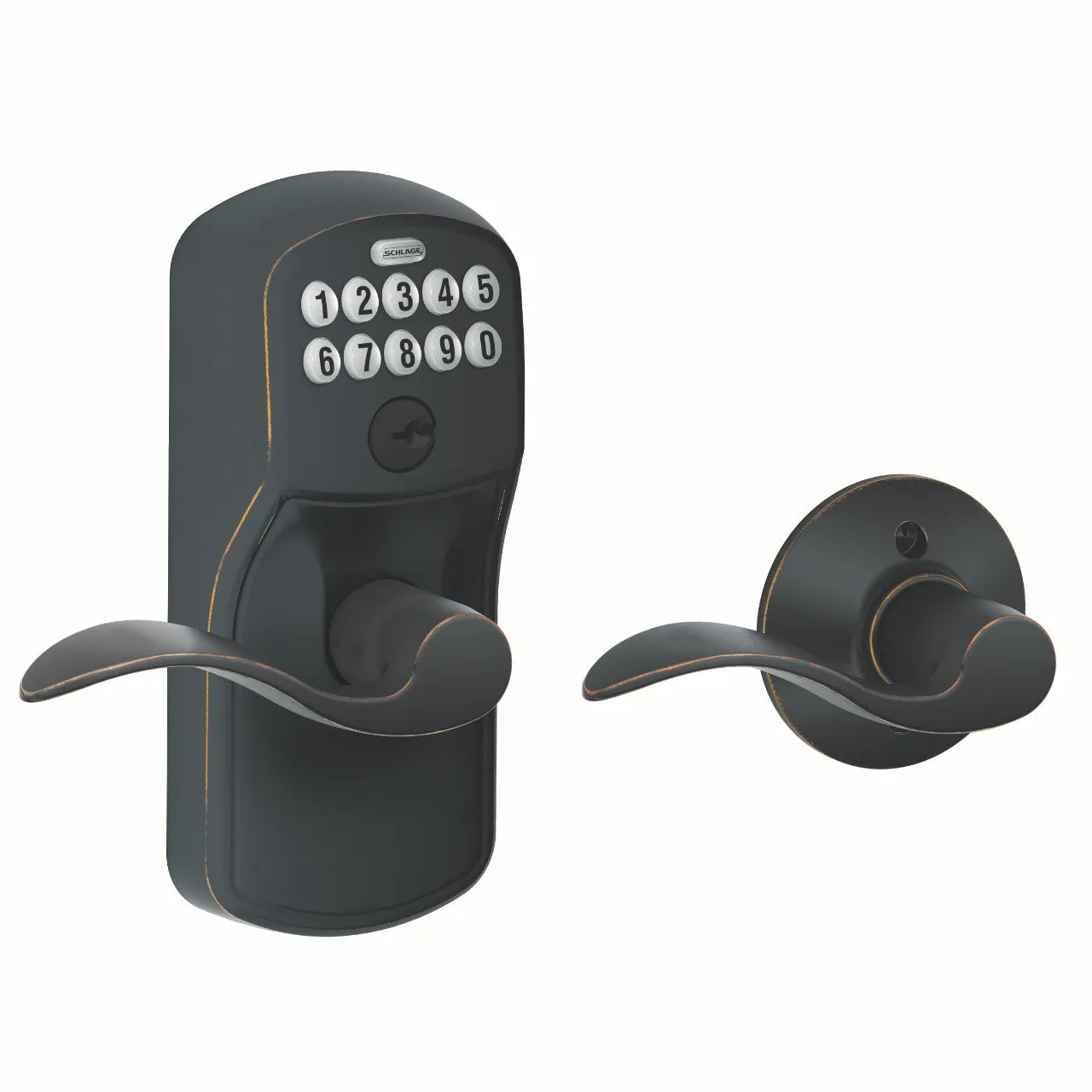 Schlage Keypad Lever and Accent Lever With Auto Lock Plymouth Trim