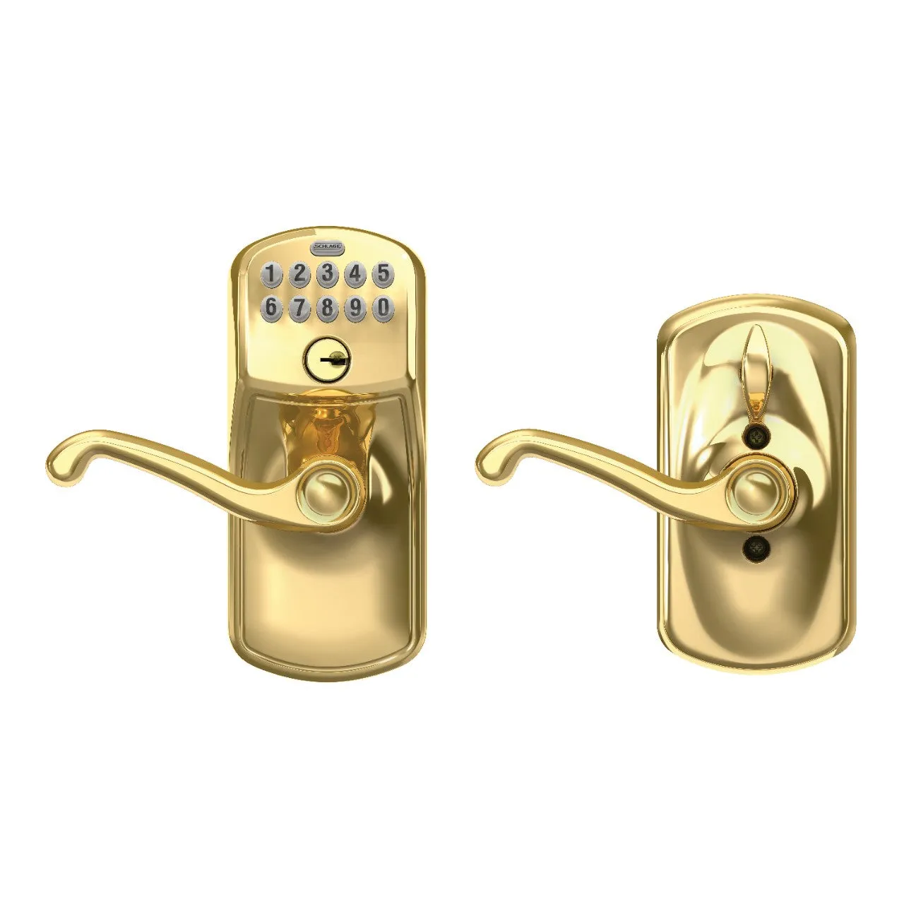 Schlage Keypad Lever and Flair Lever With Flex Lock Plymouth Trim