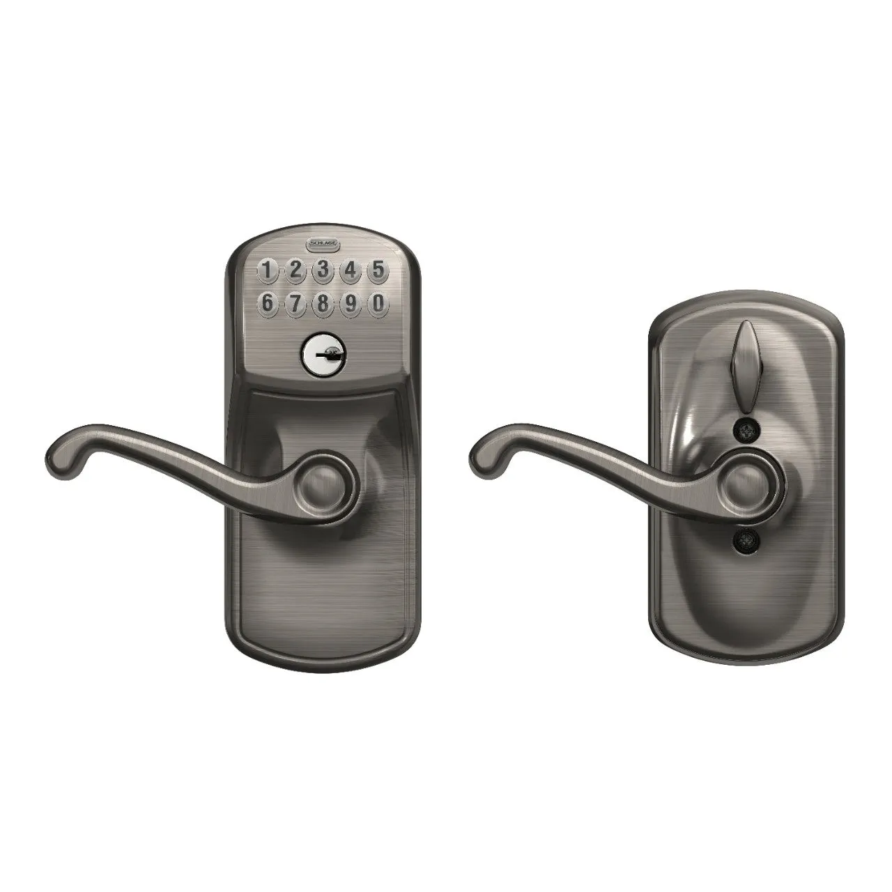 Schlage Keypad Lever and Flair Lever With Flex Lock Plymouth Trim