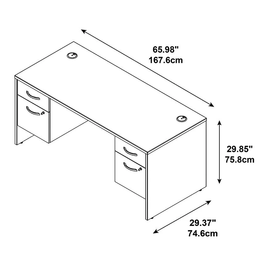 (Scratch & Dent) Bush Business Furniture Outlet Components Desk With Two 3/4 Pedestals, Mocha Cherry, Standard Delivery