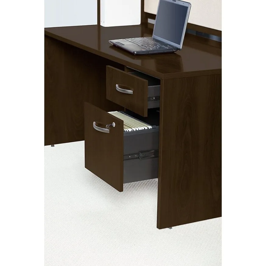 (Scratch & Dent) Bush Business Furniture Outlet Components Desk With Two 3/4 Pedestals, Mocha Cherry, Standard Delivery