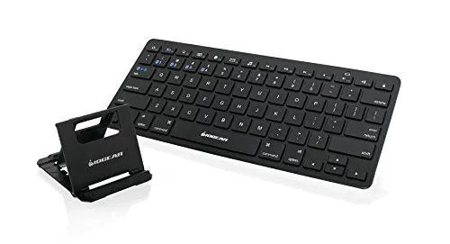 Slim Multi-Device Bluetooth Keyboard with Adjustable Stand for Smartphones and Tablets