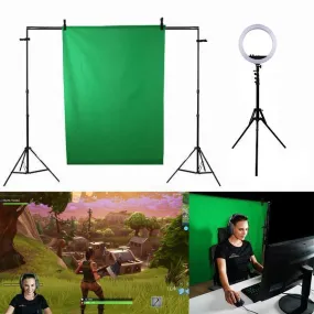 Spectrum 'TWITCH KIT' Chroma Key Green Screen Gaming Ring Light Setup