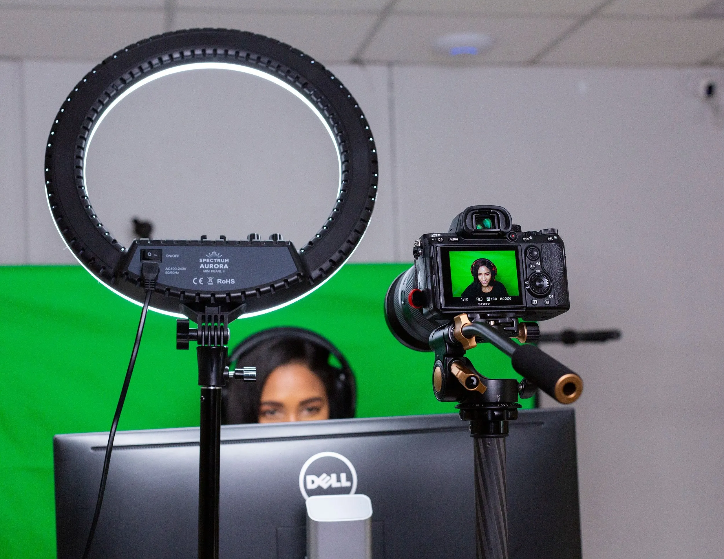 Spectrum 'TWITCH KIT' Chroma Key Green Screen Gaming Ring Light Setup