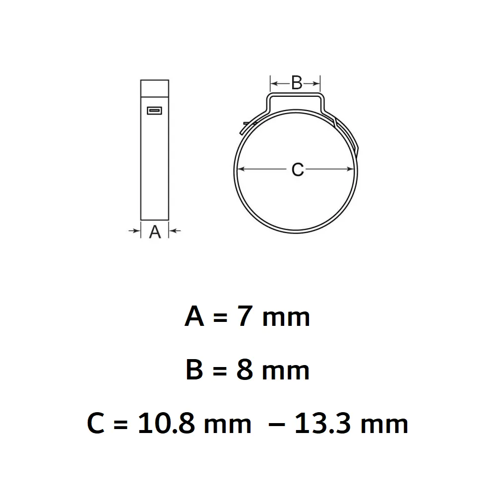 Stainless Steel Oetiker Stepless Ear Clamp - (13.3 mm) 1/2" I.D.