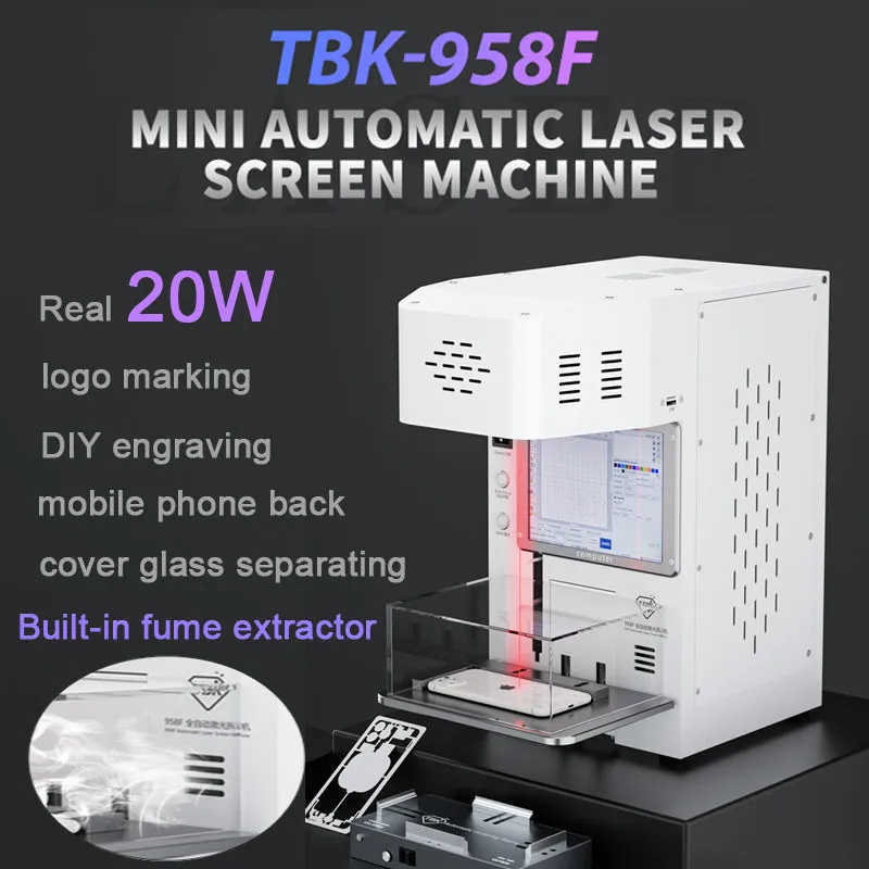 TBK 958F TBK958F TBK-958F 20W Optical Fiber Laser Separator Mobile Phone Back Cover Glass Screen Removal Marking Engrave Machine