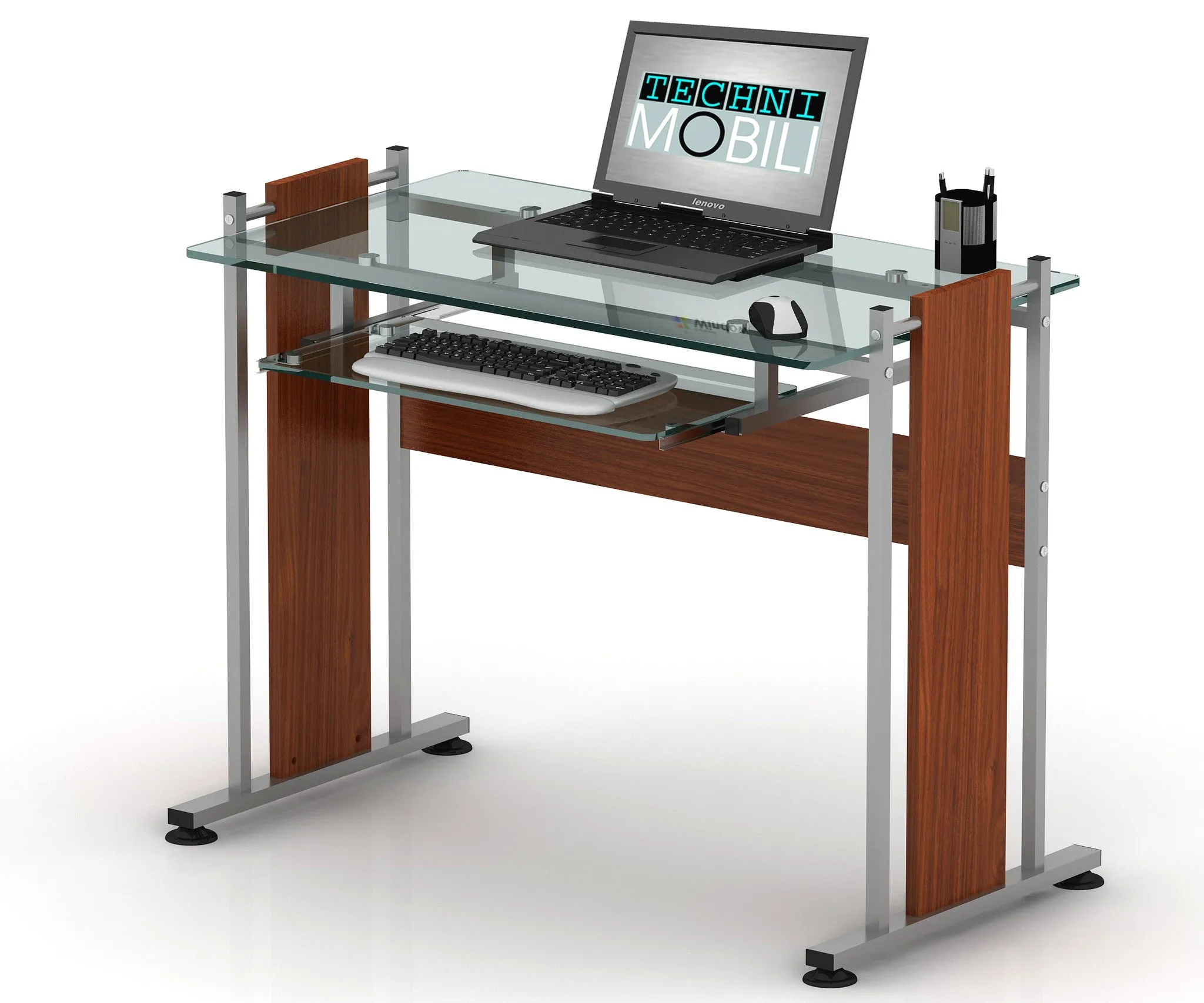 Techni Mobili Beautiful Glass-Top Computer Desk