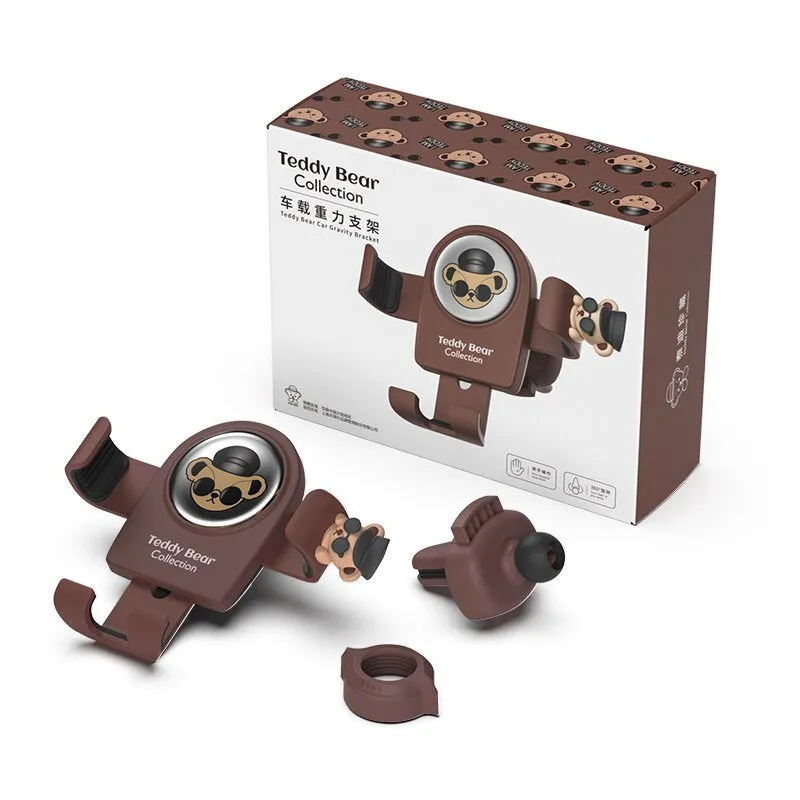 Teddy Bear Figure Car Gravity Bracket Phone Holder