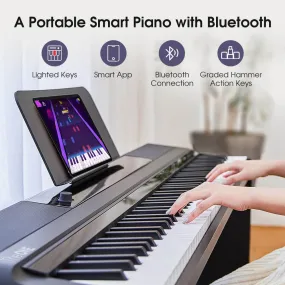 The ONE NEX Smart Piano, 88 Weighted Key Graded Hammer Action with with Furniture Stand & 3-Pedal