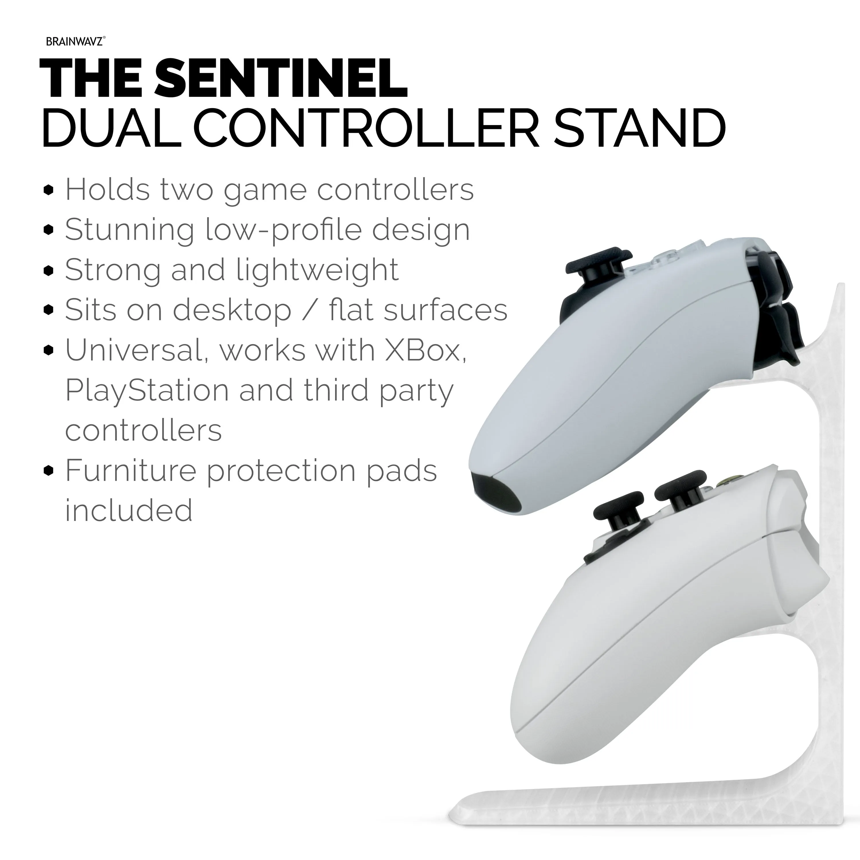 The Sentinel - Dual Game Controller Stand for Desks, Universal Design For All Gamepads