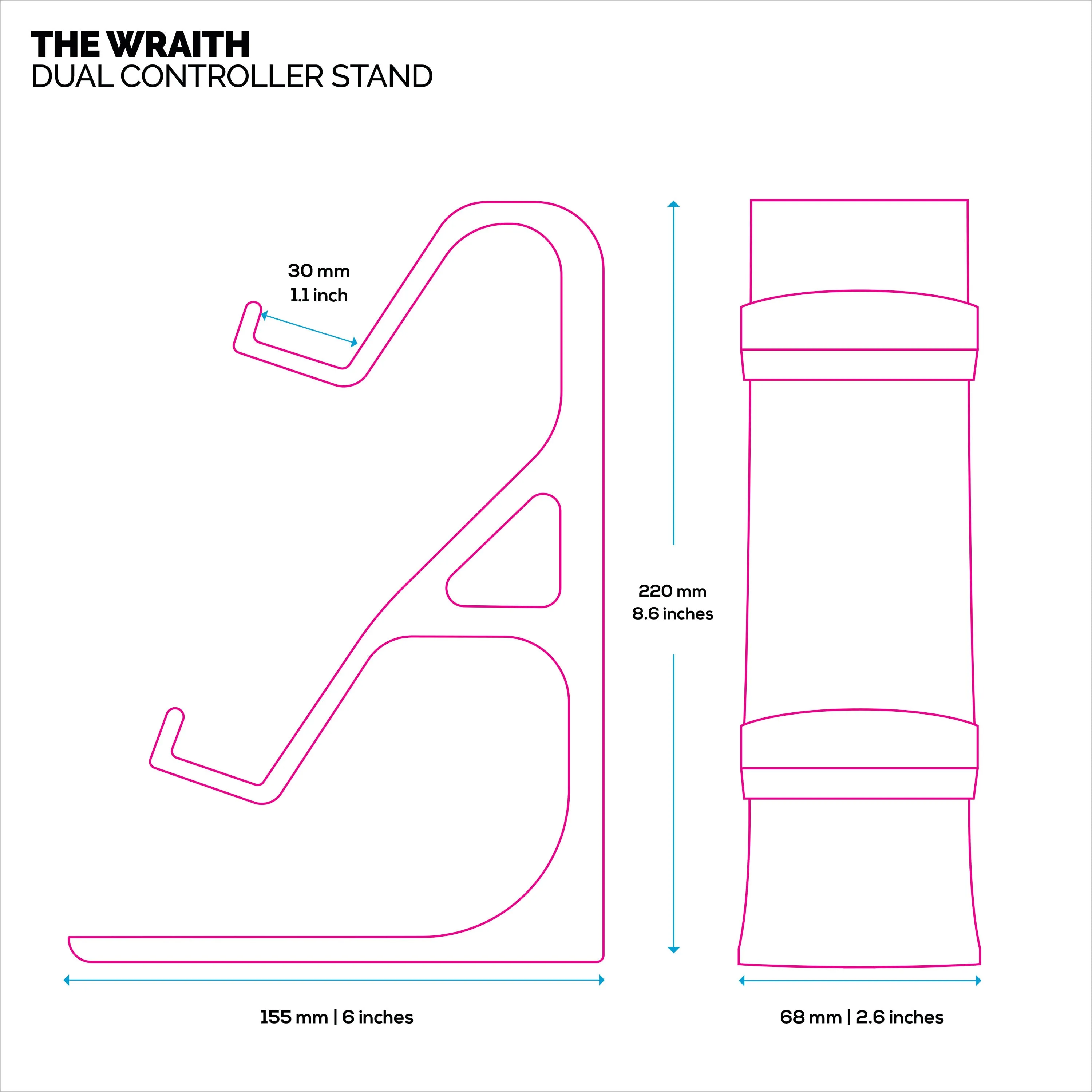 The Wraith - Dual Game Controller Stand for Desk - Universal Design For All Gamepads