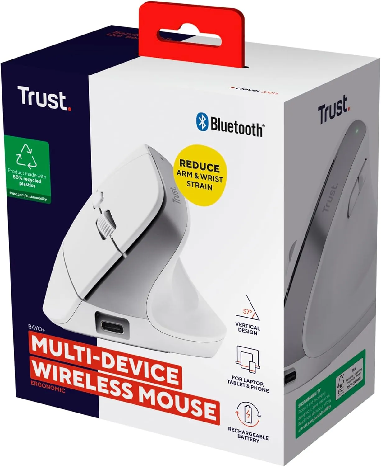 Trust Bayo  Rechargeable Vertical Mouse - Ergonomic, Wireless