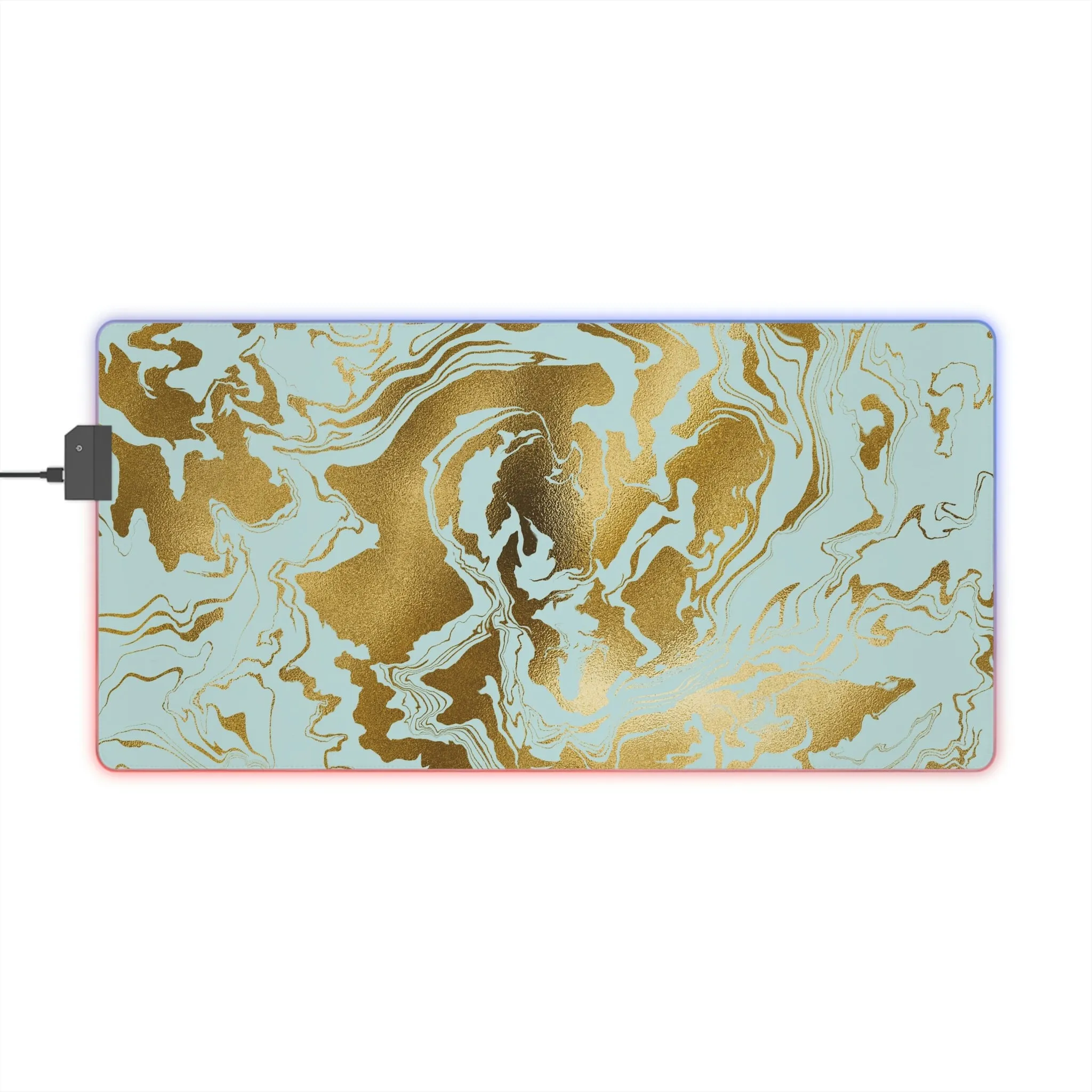 Turquoise & Gold Swirl Design LED Gaming Mouse Pad