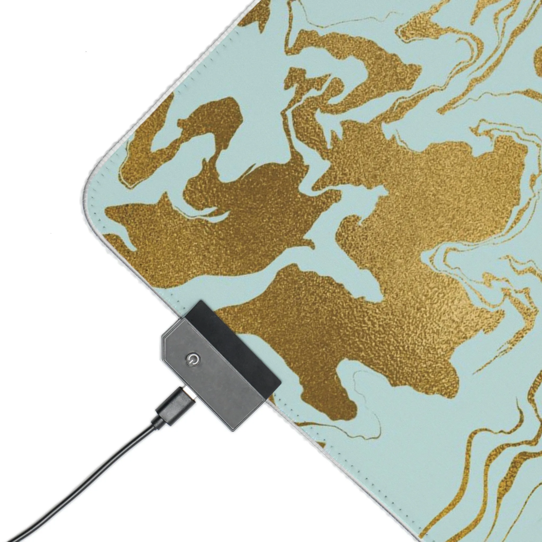 Turquoise & Gold Swirl Design LED Gaming Mouse Pad