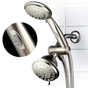 Ultra-Luxury Brushed Nickel Shower Combo: 9-Setting Hand Shower & 8-Setting Head