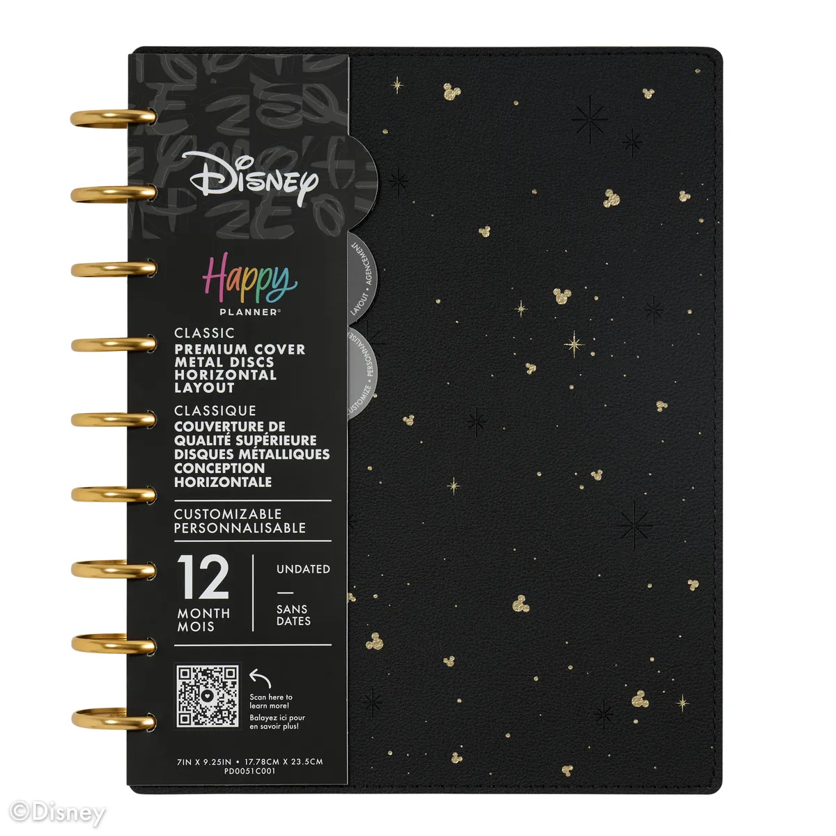 Undated DELUXE Disney Mod Mickey Mouse Customizable Planner - Classic Horizontal Layout - 12 Months