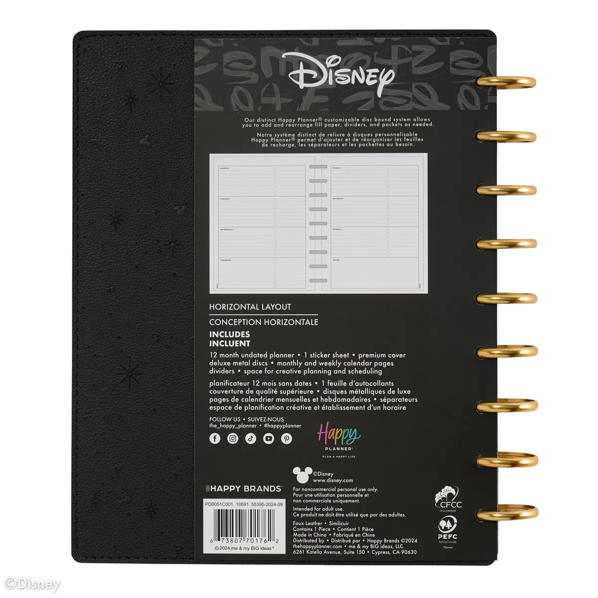 Undated DELUXE Disney Mod Mickey Mouse Customizable Planner - Classic Horizontal Layout - 12 Months