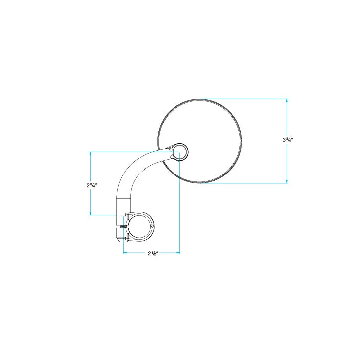 Utility Mirror Short Arm Round CE Clamp-on - Chrome