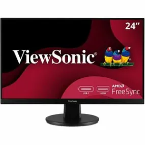 ViewSonic VA2447-MHU 24 Inch Full HD 1080p USB C Monitor with Ultra-Thin Bezel, AMD FreeSync, 100Hz, Eye Care, 15W Charging, HDMI, and VGA Inputs for Home and Office