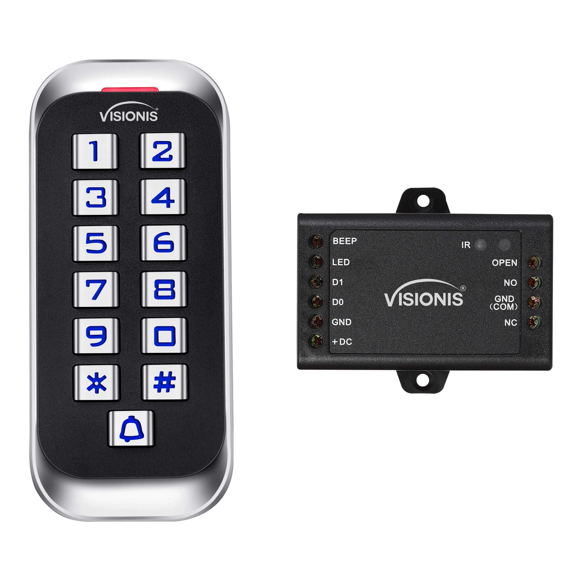 Visionis VIS-3005 - Access Control Indoor   Outdoor Rated IP68 Metal Anti Vandal Keypad   Reader Standalone with Mini Controller   Wiegand 26, Slim Design, No Software, EM Cards, 1000 Users