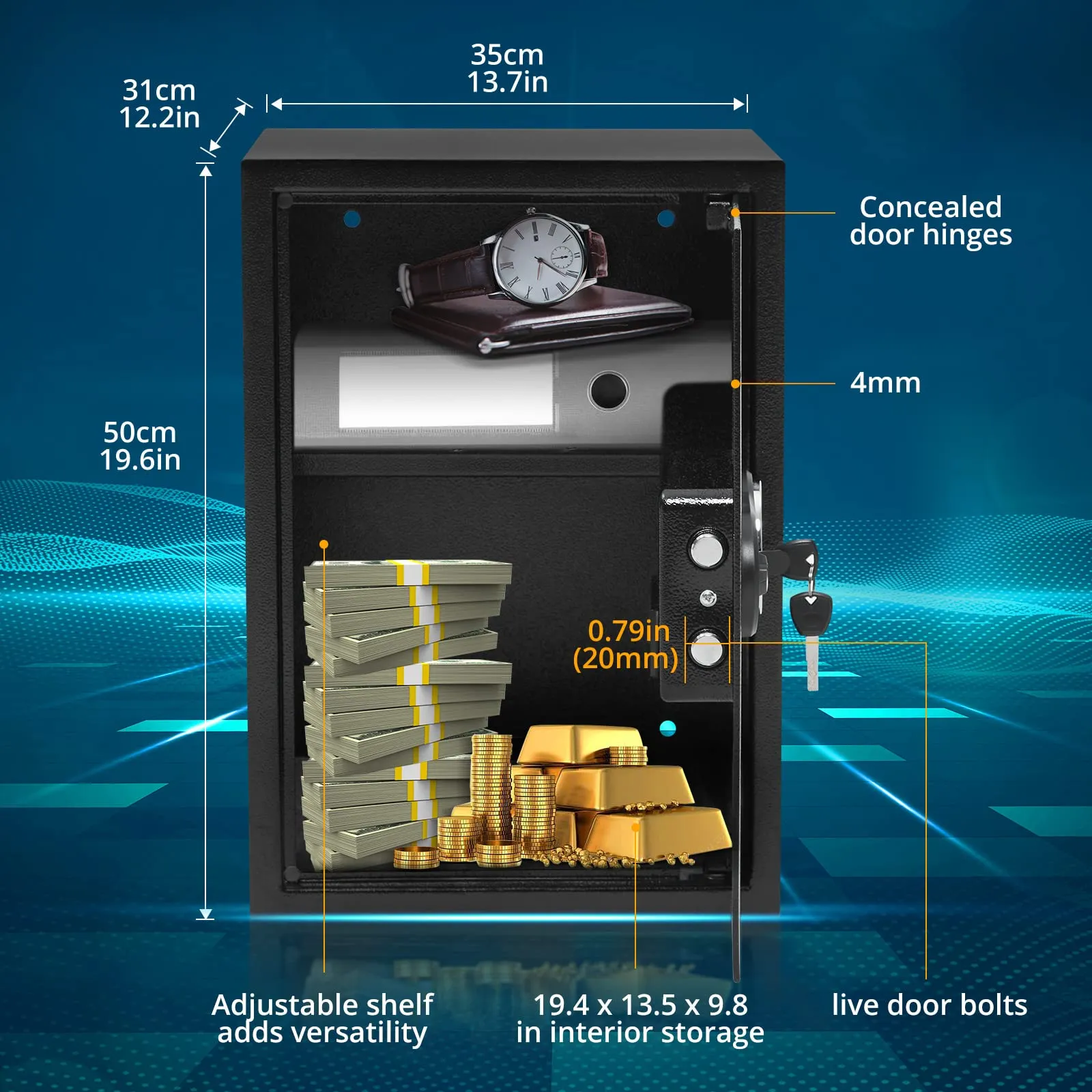 WHIZMAX Security Safe With Digital Keypad Lock 19.6 x 13.7 x 12.2 Inches Steel Safe