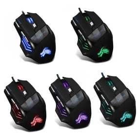 Wired Gaming Mouse Professional 7 Buttons Adjustable 5500DPI USB Cable LED Optical Gamer Mouse for Computer Laptop PC Mice Black