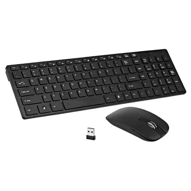 Wireless Keyboard And Mouse Slim Full Black