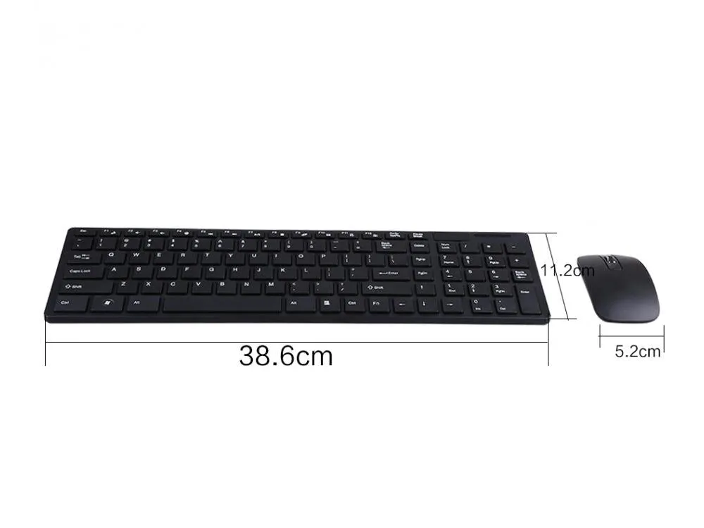 Wireless Keyboard And Mouse Slim Full Black