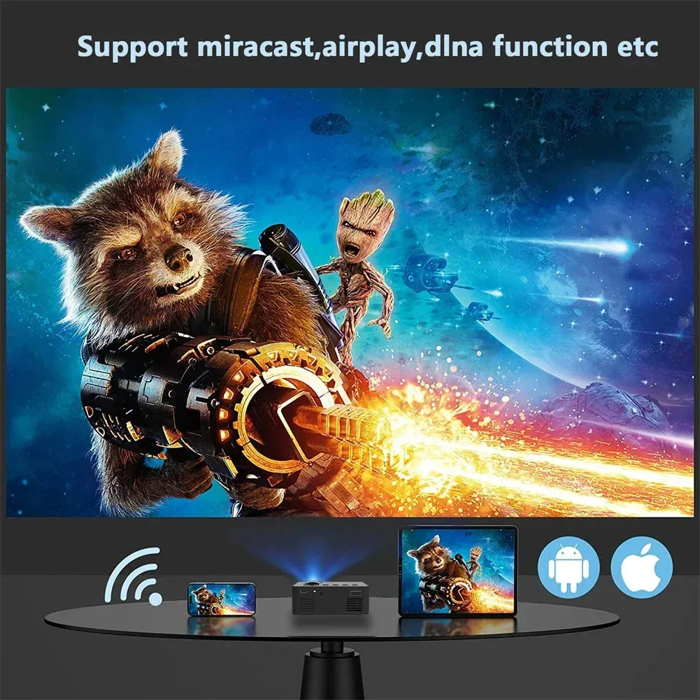 YT100 Portable Smart Projector WiFi Mini Projector HD Video Projector Compatible For Smart Phones Tablet Accessories