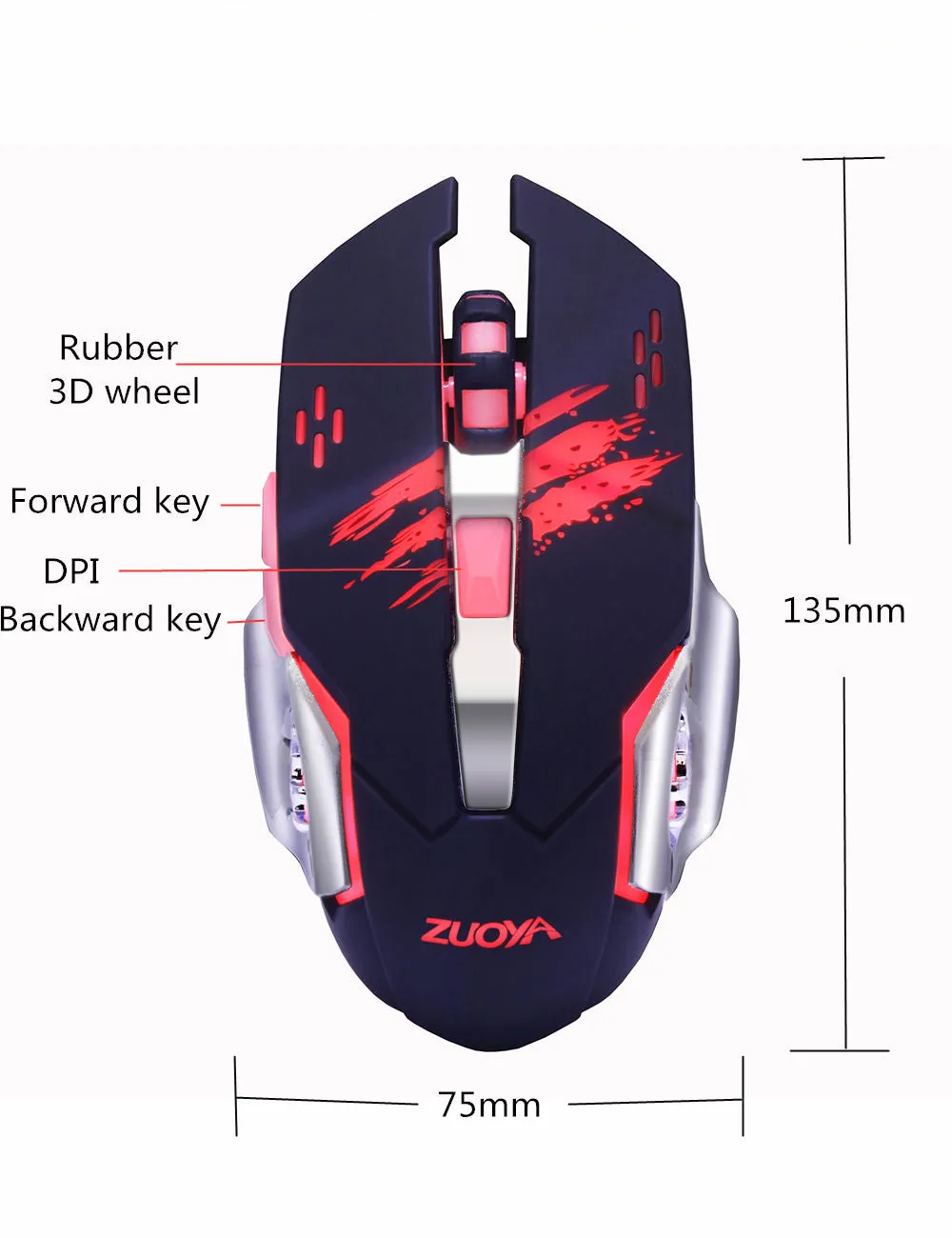 ZUOYA Professional Adjustable LED Gaming Mouse LED